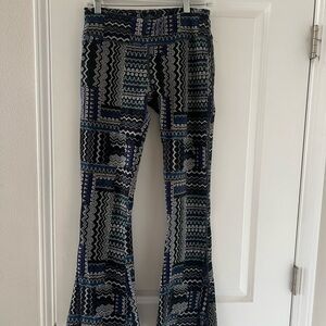 Prana Blue and Black Patterned Flare Pants